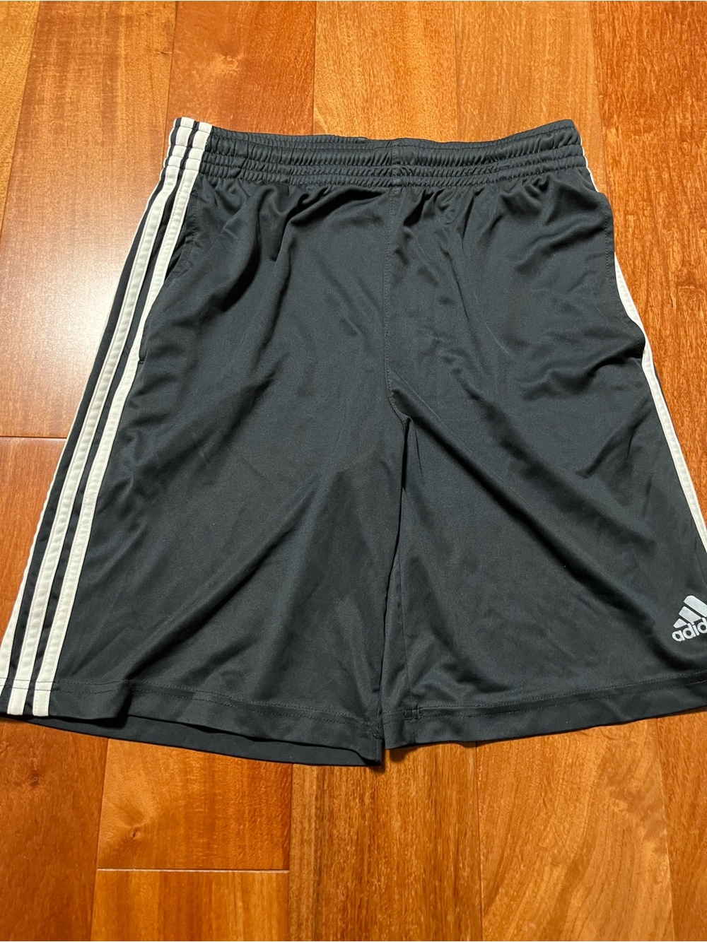 adidas Black Athletic Shorts with White Three-Stripes